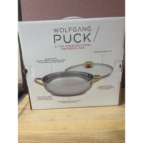 Wolfgang Puck 4.7 Quart Covered Pan Stainless Steel Oven Safe with Glass Lid - Picture 4 of 6